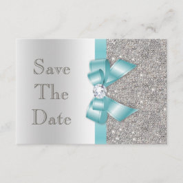 Aquamarin Bow Diamonds Silver Save the Date Babydu