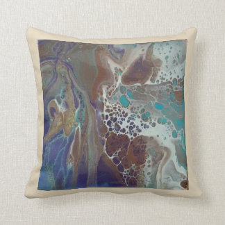 Aquamarin, braun, beige, Gold, Druck flüssigen Kissen