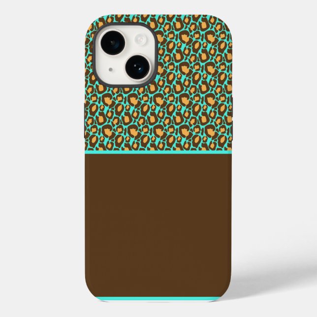 Aquamarin & braun Cheetah Print Phone Case (Rückseite)