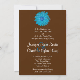 Aquamarin & Braun Gerber Daisy Hochzeit Einladung