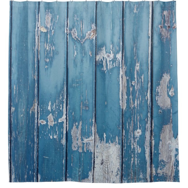 Aquamarin-braune Holzpappe Duschvorhang (Vorderseite)