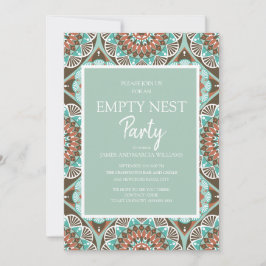 Aquamarin Brown Mandela Pattern Empty Nest Party Einladung