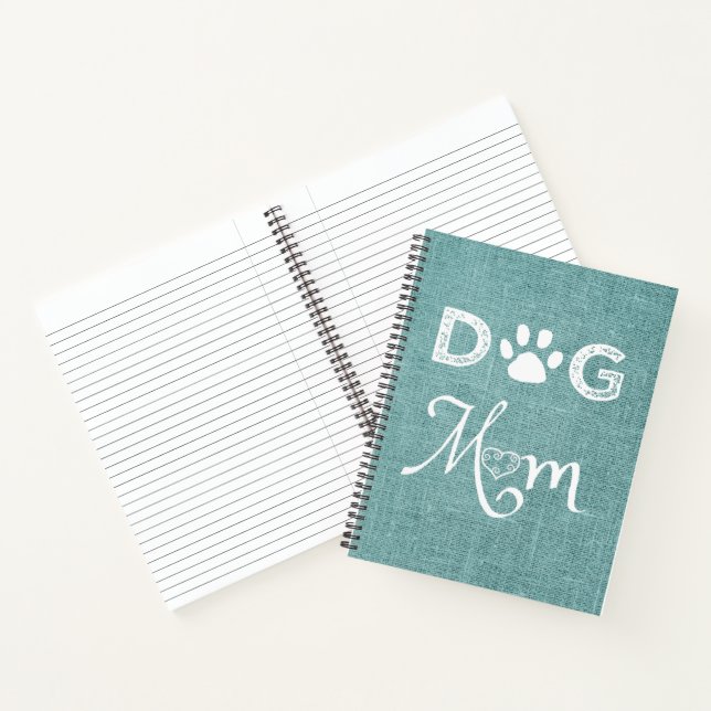 Aquamarin Burlap Dog Mama Notebook Notizbuch (Innenseite)