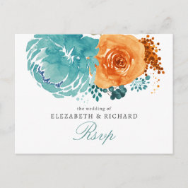 Aquamarin Burnt Orange Hochzeit im Herbst UAwg Postkarte