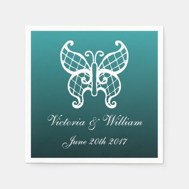 Aquamarin Butterfly Napkins Serviette (Vorderseite)