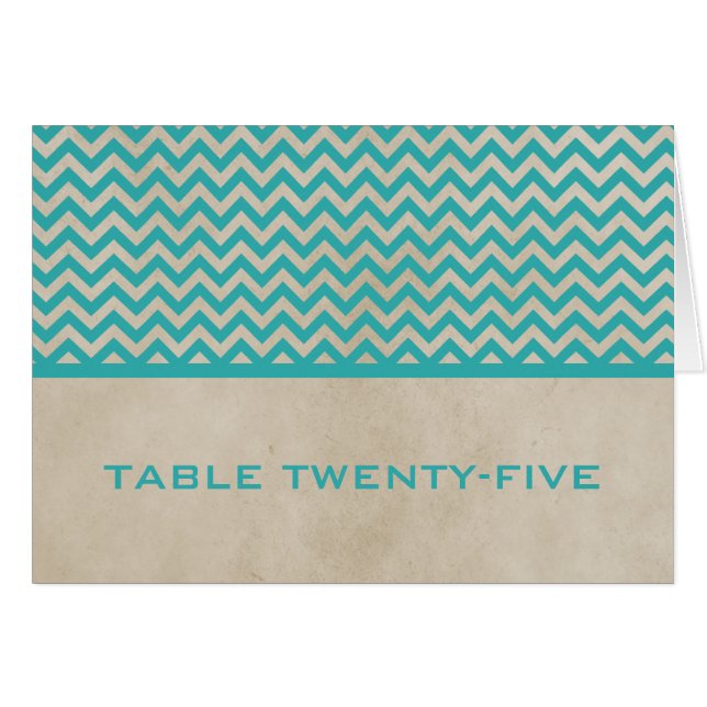 Aquamarin Chic Zickzack Tischnummer Card (Vorderseite (Horizontal))