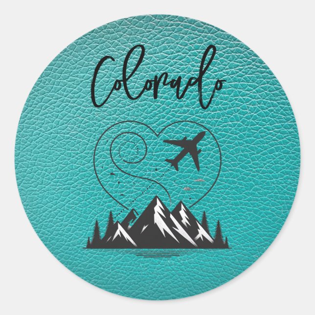 Aquamarin Colorado Passport Runder Aufkleber (Vorderseite)