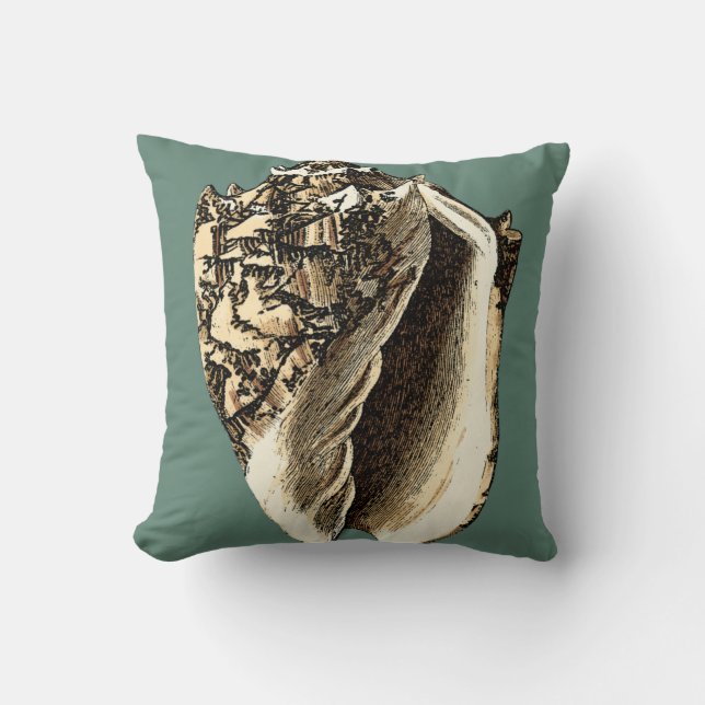 Aquamarin Conch-Muschel Kissen (Vorderseite)