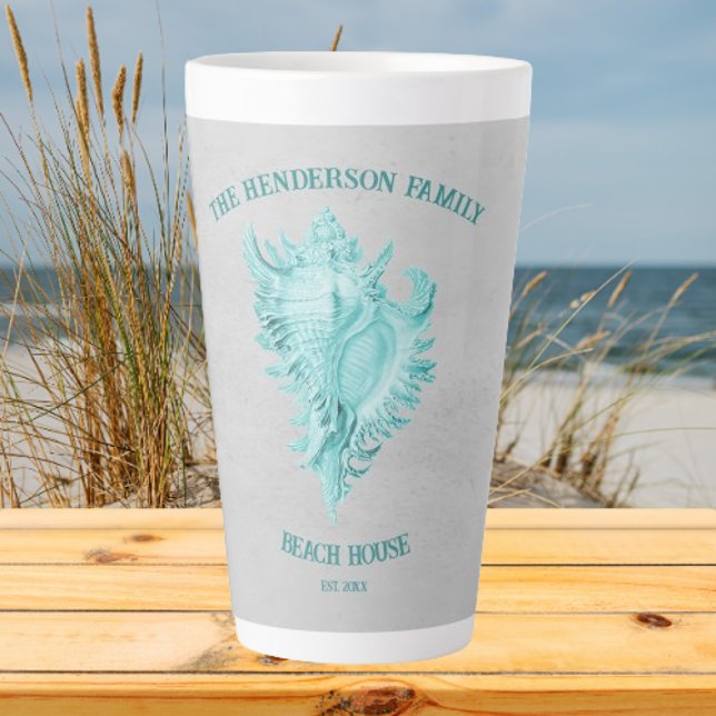 Aquamarin Conch Muschel Latte Tasse (Teal Conch Shell Personalized Latte Mug)