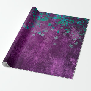Aquamarin Confetti auf Lila Geschenkpapier