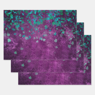 Aquamarin Confetti auf Lila Geschenkpapier Set