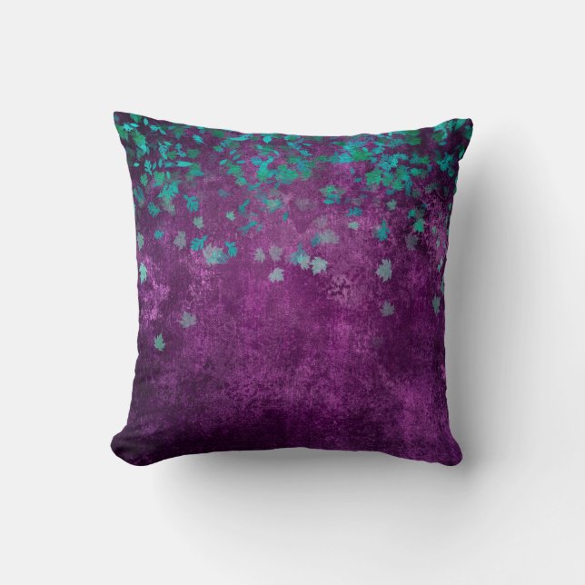 Aquamarin Confetti auf Lila Kissen (Vorderseite)