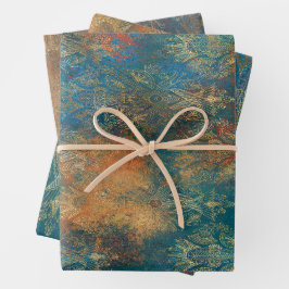 Aquamarin Cooper Patina Geschenkpapier Set