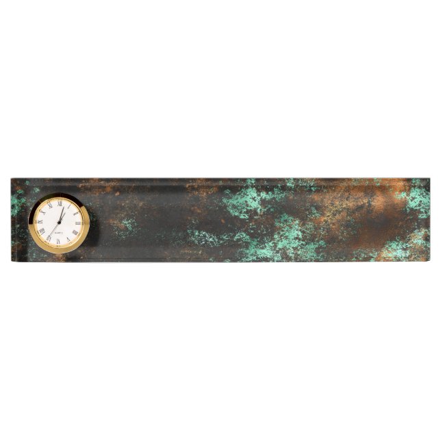 Aquamarin Cooper Patina Metallic Namensplakette (Vorderseite)