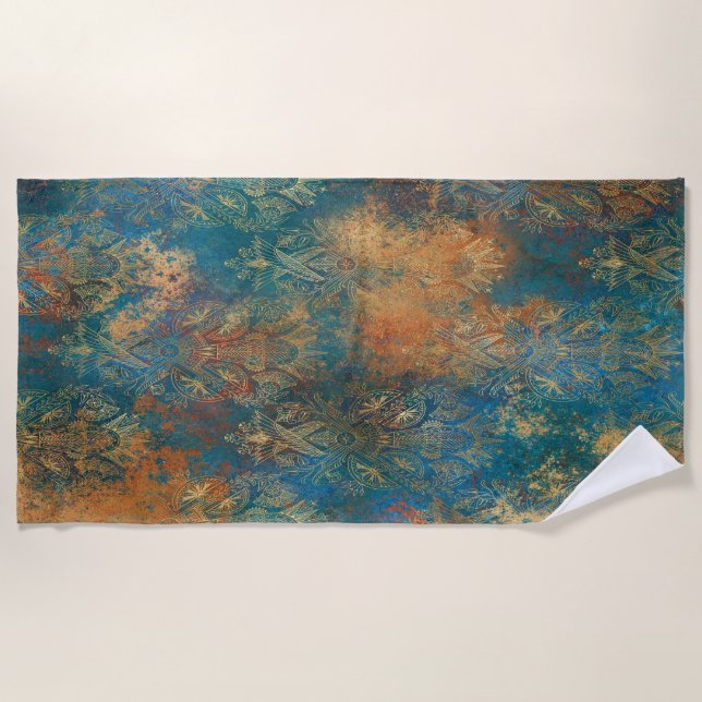 Aquamarin Cooper Patina Strandtuch (Vorderseite)
