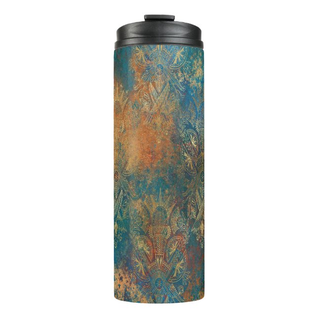 Aquamarin Cooper Patina Thermosbecher (Vorderseite)