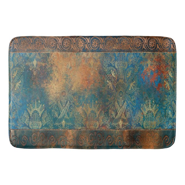 Aquamarin Cooper Turquoise Patina Badematte (Vorderseite)