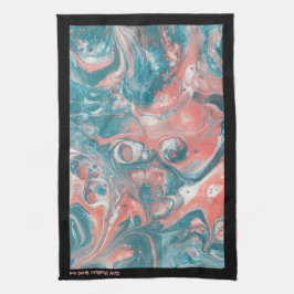 Aquamarin Coral Abstrakt Black Original Acrylic Geschirrtuch