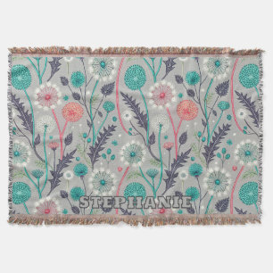 Aquamarin & Crimson Dandelion Dream - Stilvolle Bl Decke