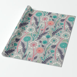 Aquamarin & Crimson Dandelion Dream - Stilvolle Bl Geschenkpapier