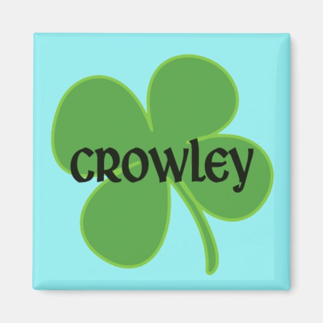 Aquamarin Crowley Magnet mit Kleeblatt (Vorne)