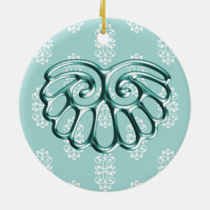 Aquamarin Damask Hochzeit Save the Date Keramikornament