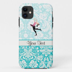 Aquamarin Damask Muster Ice Skaten iPhone 11 Hülle