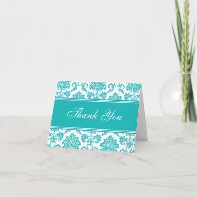 Aquamarin Damask Vielen Dank, Ihre Karten (Vorderseite)