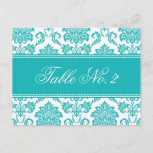 Aquamarin Damask Wedding Tischnummer