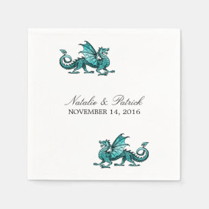 Aquamarin Dragon Wedding Paper Napkins Serviette