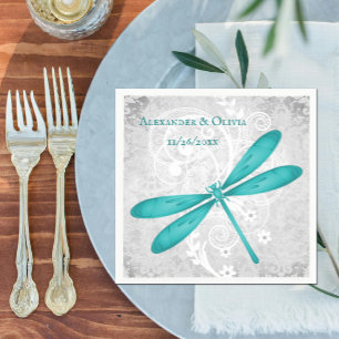 Aquamarin Dragonfly Brautparty Napkin Serviette