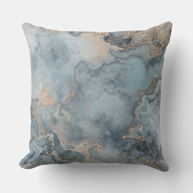 Aquamarin Dusty Blue Gray Beige Modernität Kissen (Vorderseite)