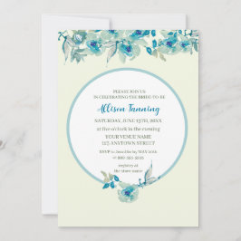 Aquamarin Dusty Blue Rose Wasserfarbe Brautparty Einladung
