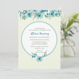 Aquamarin Dusty Blue Rose Wasserfarbe Brautparty Einladung