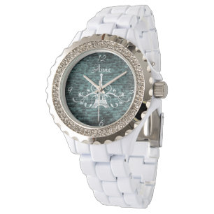 Aquamarin Eiffelturm Grunge Watch Armbanduhr