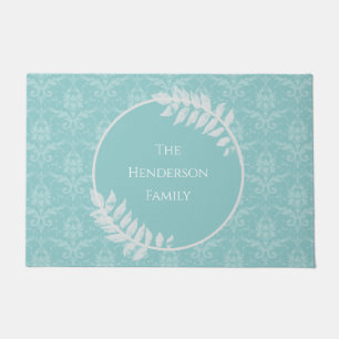 Aquamarin Elegant Damask Personalisiert Doormat Fußmatte