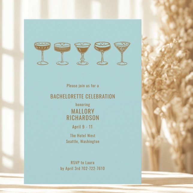 Aquamarin Espresso Martini Bachelorette mit QR-Cod Einladung (Von Creator hochgeladen)