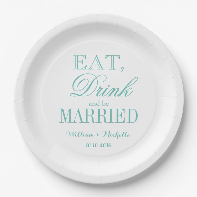 Aquamarin essen Drink und verheirateten Papier Hoc Pappteller (Vorderseite)