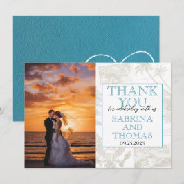 Aquamarin Florida Wedding Foto Vielen Dank Dankeskarte
