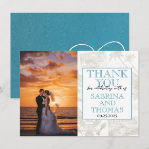 Aquamarin Florida Wedding Foto Vielen Dank Dankeskarte