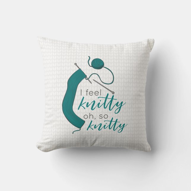 Aquamarin fühle ich mich wie Knitty, so knett. Kissen (Vorderseite)