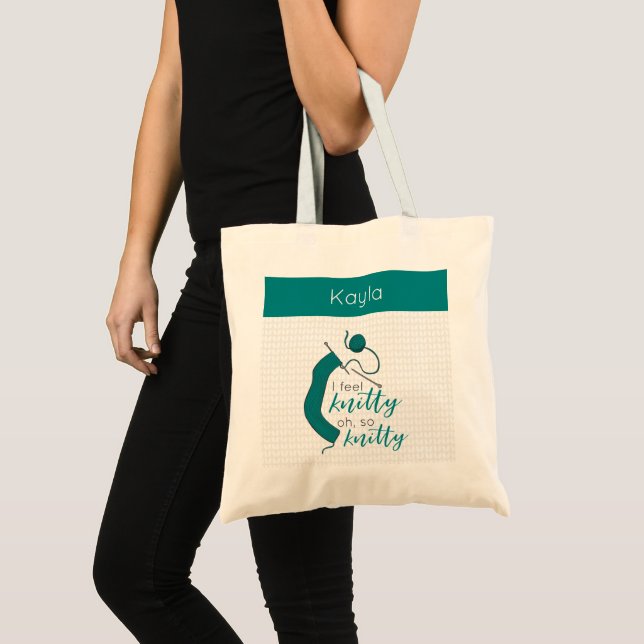 Aquamarin fühle ich mich wie Knitty, so knett. Tragetasche (Vorderseite (Produkt))