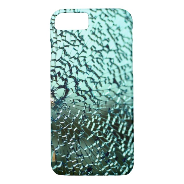 Aquamarin gebrochenes Glas Case-Mate iPhone Hülle (Rückseite)
