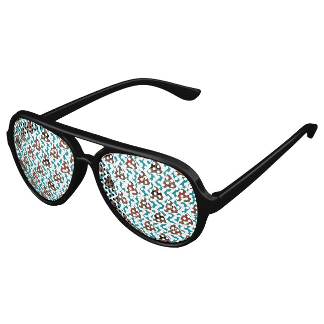 Aquamarin Gekackt Emoji-Muster Sonnenbrille (Schrägansicht)