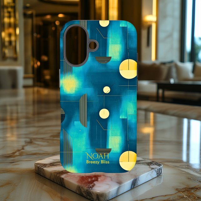 Aquamarin & gelb geometrische Art Phone Case für i (Von Creator hochgeladen)