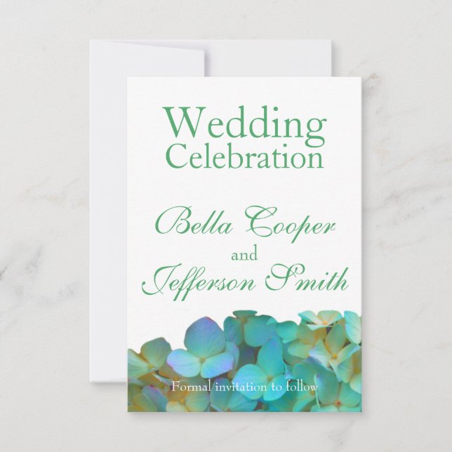 Aquamarin-gelb-rosa Hydrangeas Blume Save The Date (Vorderseite)