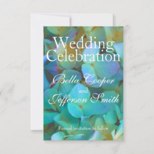 Aquamarin-gelb-rosa Hydrangeas Blume Save The Date