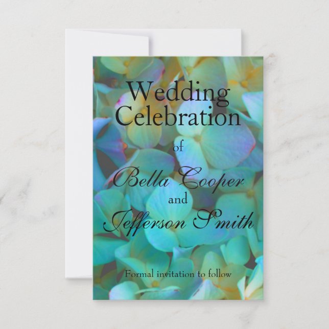 Aquamarin-gelb-rosa Hydrangeas Blume Save The Date (Vorderseite)