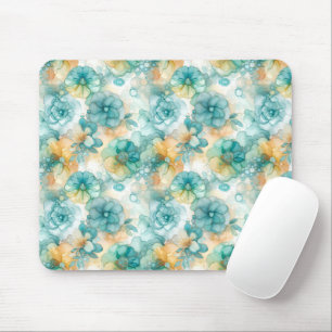 Aquamarin-gelbe Alkoholfarbe Illustration Mousepad
