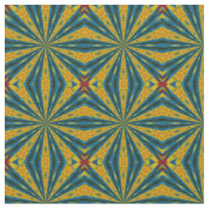 Aquamarin-gelbe, moderne Ethnic Textile Tribal Pri Stoff